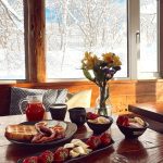 Raicho Lodge breakfast with a view