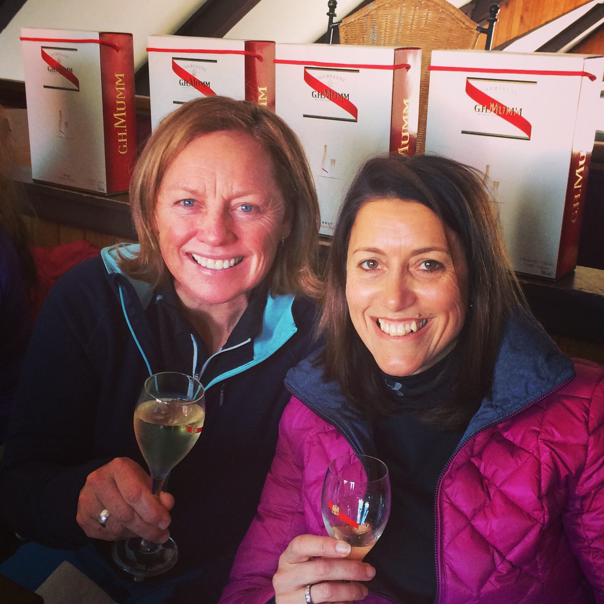 Andrea and Mary Lou enjoying some lunchtime bubbles 