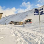 Groomers in action at Queenstown’s Coronet Peak ski area following today’s snow storm