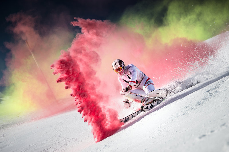 Marcel Hirscher performs during the project Marcel Hirscher Colours 2015 in Schladming, Austria on March 24th, 2015