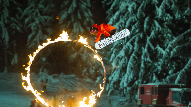 flaming-snowboard