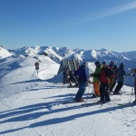 Skiers at summit