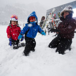 Louise Debenhan with her children Jessica and Oliver play in the