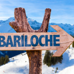 Bariloche wooden sign with alps background