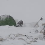 5 Tents in heavy snow at head of Sukhob Valley – Rich Emerson