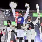 Britt Cox wins bronze at World Cup opener in Ruka Finland_LR podium (L to R – Santa, Anri Karamura, Perrine Laffont, Britt Cox)