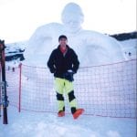 Dad in his lime green ski pants, Perisher 2002