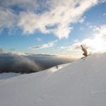 Skiier Jumping at sunset