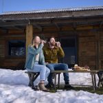 Snowy Mountain wilderness picnic