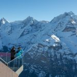 Schilthorn Birg Skywalk winter view towards the Jungfrau Massif.