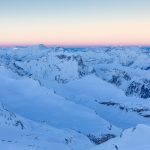 Wintry sunrise view from Piz Gloria on Schilthorn.